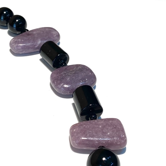 Jay King 925 Black Onyx and Purple Agate Semi-previous Gemstone Necklace - Picture 5 of 13